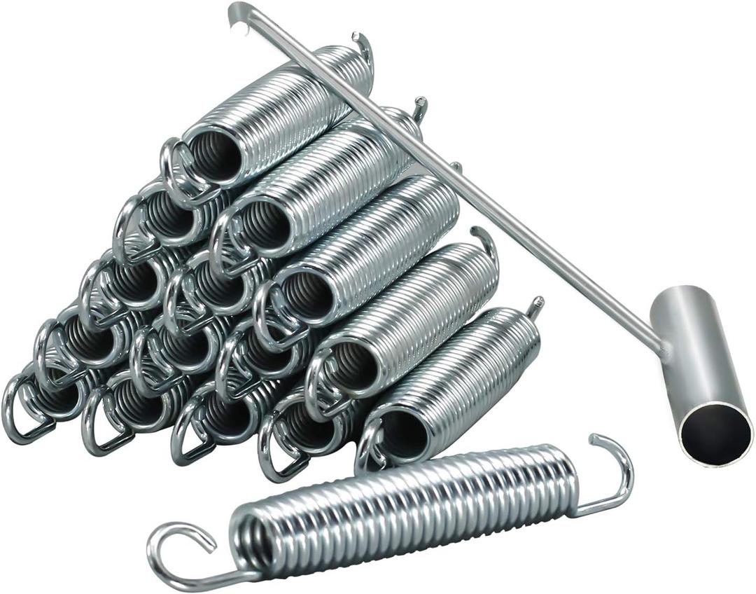 Trampoline Springs Heavy Duty 7Inch Stainless Steel Trampoline Replacement Springs Universal Trampoline Accessories with Spring Tool with 16 Pack