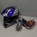 Adult Motocross Dirt Bike Helmet with Goggle, Gloves & Mask - DOT/FMVSS-218 Off-Road Motorcycle & ATV Helmet with Adjustable Sun Visor (X-Large, New Blue Flame)