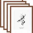 Yaetm 11x14 Picture Frame with Mat for 8x10 Set of 4, Walnut Brown, Solid Wood Photo Frames 11x14 with Tempered Glass, Display Horizontal and Vertical for Wall Mounting (4 pack, Walnut)