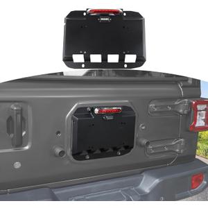 for Wrangler Tailgate Vent Cover License Plate Bracket with Light for Jeep Wrangler JK JKU 2007-2017 Wrangler JL JLU 2018 up Black Spare Tire Delete Accessories