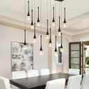 ykolupty Modern Rectangular Chandelier,14 Lights Black Raindrop Chandelier Lighting,Industrial Linear Pendant Ceiling Light Fixture for Dining Living Room Kitchen Island, Rectangle 14-Lights