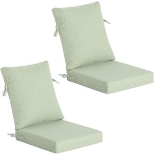Outdoor Deep Seat Cushions Set of 2, 20x20 Inch, Sage Green | 4" Thick, 1500+ Hours UV & Fade & Water Resistance, Removable Covers, 35D Resilience Foam, YKK Zippers for Patio Furniture, L20"x W20"x H4"