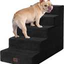 EHEYCIGA Dog Stairs for High Bed 25" H, 5-Step Extra Wide Dog Steps for Bed, Pet Steps for Small Dogs and Cats, Non-Slip Balanced Pet Ramp Indoor, Black