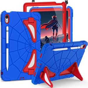 Case for iPad (A16) 11th/10th Generation 11.0/10.9 Inch,Kids Friendly 10th Generation iPad Case with Screen Protector,Heavy Duty Shockproof Cover for 10th Gen,Blue Red