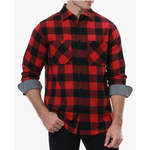 WARHORSEE Flannel Shirt for Men Long Sleeve Regular Fit Button Down Casual Plaid Shirt M