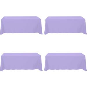 BRILLMAX 4 Pack Lavender Tablecloths for 8 Foot Rectangle Tables 90 x 156 Inch - 8ft Rectangular Bulk Linen Polyester Fabric Washable Cloth Cover for Wedding Reception Banquet Birthday Party