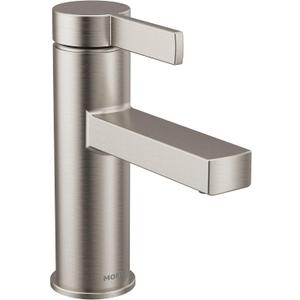 Moen Beric Spot Resist Nickel Modern One-Handle Single Hole Bathroom Faucet with Drain Assembly and Optional Deckplate for Your Bath Sink, 84774SRN