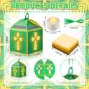 Simgoing 12 Sets Palm Sunday Crafts with LED Candles Easter Religious Palm Leaf Cross Tissue Paper Lanterns Craft Kits Sunday School Religious Holy Week Hanging for Easter Party Activities
