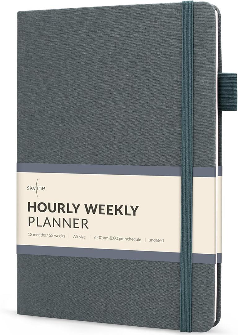 Skyline Hourly Weekly Planner  Undated Agenda & Daily Appointment Book  Time Blocking Notebook for Business Entrepreneurs, A5 (Space Blue) (A5 (5.8'' x 8.3''))