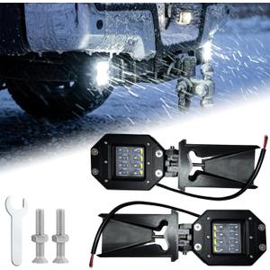 2PCS Hitch Bar Reverse Light Brackets for Ford F250 F350 F450 Super Duty (2008-2026),45W High Power LED Hitch Reverse Light,No-Drill Required,Fit 2.5-Inch Tubular Trailer Hitches,Recessed Installation