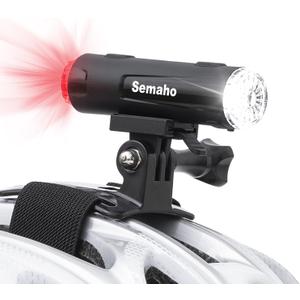 2in 1 Rechargeable Helmet Light with Bracket Mount Night Bike Light Riding Safety 5 Warning Light Modes IP66 Waterproof Bicycle Light, 360 Rotatable Front Rear Lights, Mountain Bike Headlight