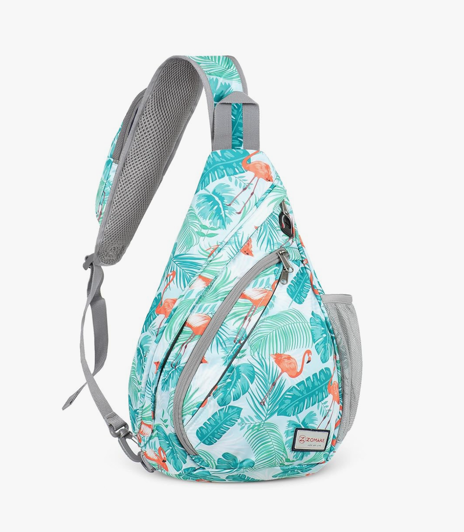 ZOMAKE Sling Bag,Small Crossbody Sling Backpack,Water Resistant Shoulder Daypack for Travel,Anti Thief Chest Bag for Hiking(Flamingo Blue)