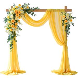 Shillance Yellow Wedding Arch Draping Fabric, 2 Packs 29" x 20FT Sheer Fabric Arch Drapery Curtain Backdrop Ceiling Drapes for Wedding Arbor Ceremony Canopy Birthday Party Decorations