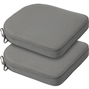 BPS 18 x 19 Inch Outdoor Chair Cushion Set of 2, Fade-Resistant and Water-Resistant Solution-Dyed Polyester Fabric Patio Chair Cushions with Straps for Outdoor/Indoor Dining Chairs