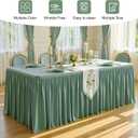 2 Packs Sage Green Tableclothes for 6 Foot Rectangle Tables, Wrinkle Free Fitted Table Cloth 6ft Stretch Table Cover with Skirt for Parties Weddings Birthday Banquet Baby Shower