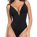 Popilush Shapewear Bodysuits for Women - Tummy Control Body Suits for Womens Deep V Corset Tops Thong Concert Outfits, XXL