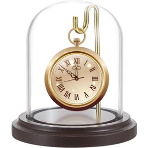 JUXYES Clear Watch Glass Display Dome Cloche With Hook, Dome Cloche with Hook with Wooden Base, Transparent Dome Cloche Bell Terrarium Jar Glass Cloche Bell Jar Display for Watch Ornaments