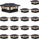 Solar Post Cap Lights Outdoor 16pack, Waterproof Solar Powered Deck Fence Post Lights for 4x4 Wood/Vinyl Posts, Solar Outdoor LED Light with Cool/Warm Lighting Decorate Garden Patio Porch (Black)