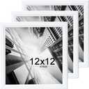 KTKDE 12x12 Picture Frame Set of 3, White Wooden frames, Wall Hanging Display, Best Square Photo Frame Studio Gallery for Photos, Posters & Art Prints, 12X12in -3Pack