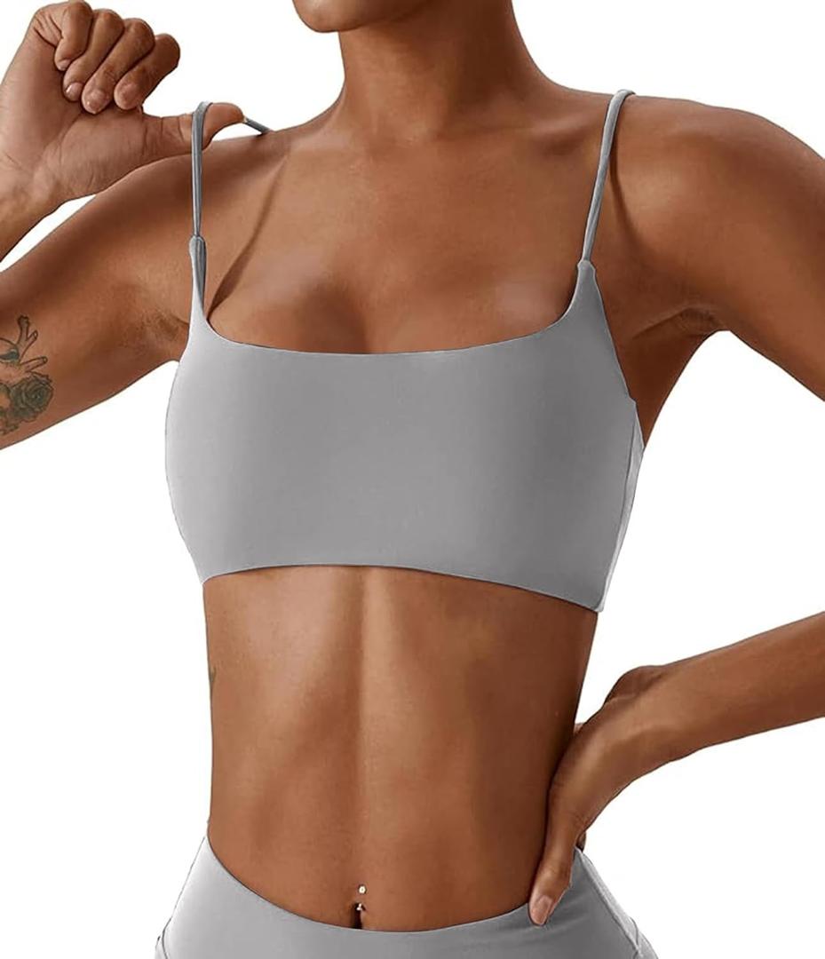 Comper Women's Sports Bras Wirefree Racerback Workout Bras Sexy Thin Straps Yoga Sport Bras with Removable Pads, Small
