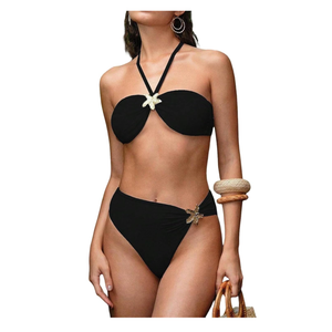 SherryDC Womens Cheeky Bikini Sets Sexy Bandeau Self Tie High Cut Swimsuit Bathing Suit, size XL
