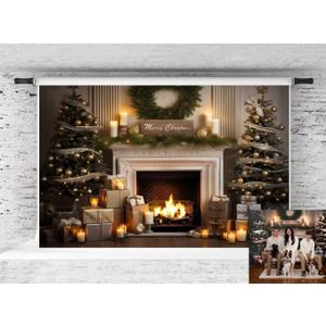 Christmas Photo Backdrop Kate Xmas Fireplace Photography Background Santa Home Decoration Family Phohoshoot Props, 7x5ft (75ft)