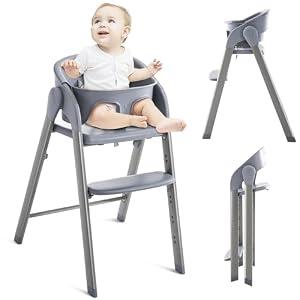 Convertible High Chairs for Babies & Toddlers. 5-in-1 Adjustable High Chair with Removable Tray, Easy to Clean, Portable, Gray