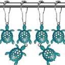 Nautical Green Sea Turtles Beach Theme Shower Curtain Hooks, Blue Ocean Decor Shower Hooks for Shower Curtain, Tropical Shower Curtain Rings Rust Proof Shower Curtain Hanger Clips