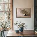 Framed for Living Room Rustic Olive Branch Still Life Wall Art Minimalist Botanical Plant Vase Painting, Rustic Farmhouse Neutral Still Life Print Picture for Living Room Bedroom Office 16x24in