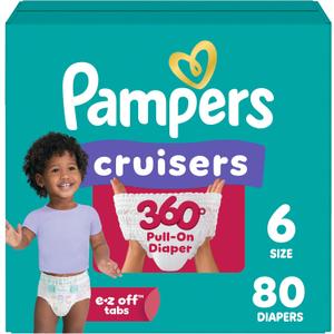Pampers Diapers - Cruisers 360 - Size 6, 80 Count, Babyproof up to 100% Leakproof Pull-On Diaper