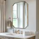 ANDY STAR 20"x30" Brushed Gold Scalloped Mirror, Bathroom Mirror for Over Sink, Antique Champagne Bronze Mirror in Rustproof Stainless Steel Thin Frame, Compact Size Ideal for Small Bathroom Remodel