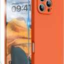 for iPhone 16 Pro Case, Liquid Silicone Case with Camera Protection Soft Gel Rubber Cover with Microfiber Lining Shockproof Protective Phone Case for iPhone 16 Pro 6.3", Neon Orange