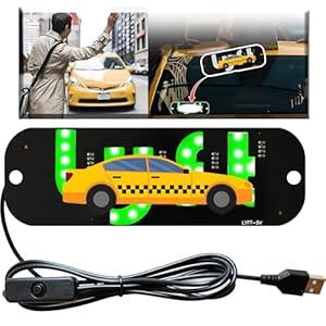 LED Car Sign for Rideshare Drivers, Compact Windshield Light for Enhanced Visibility, USB Powered Taxi Display, Easy Suction MountTaxi LED Panel Sign for Cars SUV Green (Ly)