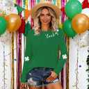 St Patricks Day Shirt for Women Lucky Shamrock T-Shirt Long Sleeve Irish Clover Heart Tee Top (XX-Large, Green4)