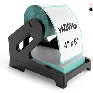 Thermal Label Holder for Rolls and Fan-Fold Labels, Sticker Roll Holder Work with Desktop Label Printer, Label Stand Shipping Supplies for Home Office(Black)