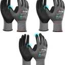 DULFINE Safety Work Gloves for Men & Women, MicroFoam Nitrile Coated Nylon Black Grip for General Purpose, 3/6/12/36 Pairs