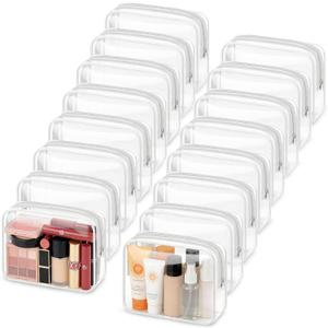 YedsIntu 16 Packs Clear Makeup Bags Cosmetic Storage Bags Waterproof TAS Approved Toiletry Bags PVC Zipper Pouches Organizer Case for Organizing Travel Bathroom