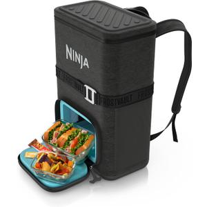 Ninja | Backpack Cooler | FrostVault Go 24 Can Soft Cooler | Leakproof Zipper with Built in Can Opener, 2 Ice Packs & Dry Storage Drawer | for Hiking, Camping & More | Charcoal Gray | FF124CG