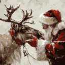 Christmas Paint by Numbers Kit for Adults Beginner , DIY Paint By Numbers Kits, Easy Color Acrylic Paint On Canvas Christmas Reindeer Painting Kits Art,Home Wall Decor 16 x 16 Inch (Without Frame) (Santa Claus Deer)