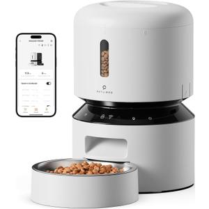 PETLIBRO Automatic Cat Feeder, 5G WiFi Automatic Pet Feeder with Freshness Preservation, 3L Timed Cat Feeders for Dry Food, Up to 48 Portions 10 Meals Per Day, Granary Pet Feeder for Cat/Dog, White