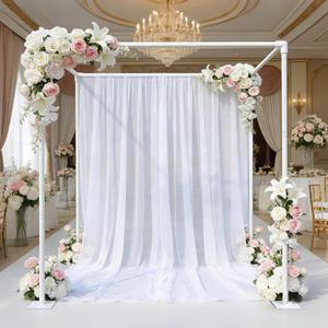 Beyeutao White Backdrop Stand with Bases Adjustable Pipe and Drape Background Frame Kit 7.27.27.2FT Square Backdrop Stand Metal Wedding Arch Frame for Anniversary Birthday Party Event Decor