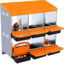 Chicken Nesting Box, 6-Hole Roll Away Egg Laying Box with Lid, Galvanized Steel Rustproof Design - Easy Egg Collection, Easy Clean Wall-Mountable Without Bracket, Orange
