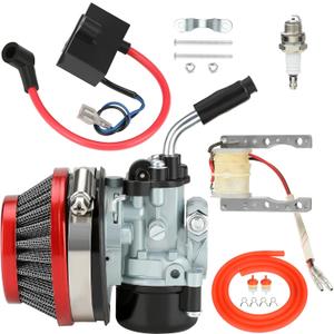 Motorized Bike Carburetor Replacement for 80cc 100cc 49cc 50cc 66cc 2 Stroke Engine Motorized Bicycle Gas Motor Parts with CDI Ignition Coil Magneto Coil Kit