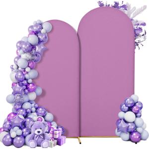 Wedding Arch Cover 7.2FT 6FT Arch Backdrop Cover Spandex Fitted Arch Cover for Round Top Chiara Backdrop Stand Covers for Wedding Birthday Party Baby Shower Banquet Ceremony Decoration (Lillac)