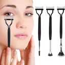 3 Pcs Eyelash Comb Separator, Double Head Eyebrow Eyelash Brush Eye Lash Fan, Mascara Brushes Mascara Separator Tool Bent Lash Fan Brush for Mascara, Professional Eye Makeup Tool for Women