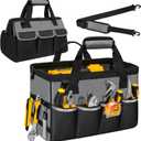 Tool Bag, Portable Tool Box Organizer Adjustable Shoulder Strap, Carry Tool Tote Heavy Duty Tool Storage Bag With Wide Mouth,Tool Bags for Men Mechanic EngineerGift - L, Dark Grey & Black