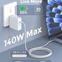 USB C to Magnetic 3 Charger Cable for MacBook Air 13.6 15 inch MacBook Pro 14 16 M5 M4 M3 M2 M1 2026 2025 2024 2023 2022 2021, Braided Cord & LED, Powerful Magnetic, Original Quality, 10ft Sliver