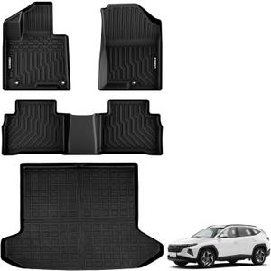 Floor Mats & Cargo Liner Compatible with 2022-2026 Hyundai Tucson(Not for Hybrid),TPE All Weather Floor Liners & Cargo Mat 4pcs Full Set Tucson Accessories Black