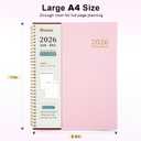 Oucaru 2026 Planner, Weekly and Monthly Planning Calendar, Jan 2026 - Dec 2026, 8.5" x 11", Spiral Bound, 12 Habit Trackers & Monthly Tabs, 2 Storage Pockets, Perfect for Office Home School Supplies (Pink)