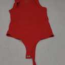 REORIA Womens Summer Sexy Sleeveless Square Neck Double Lined Going Out Cute Thong Bodysuit Tank Tops Red X-Small